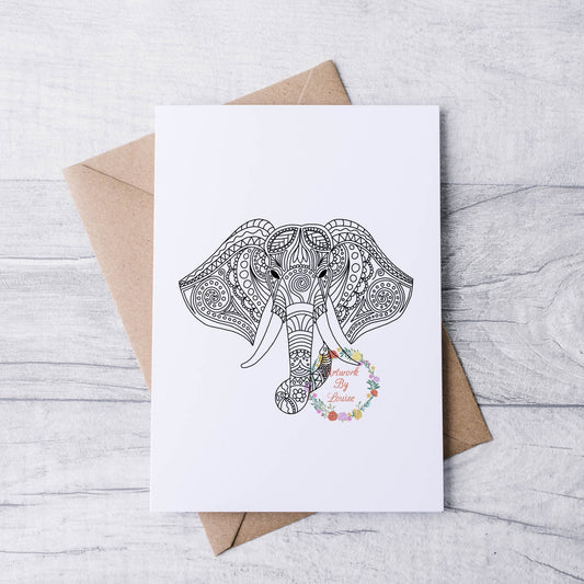 Elephant Mandala Greetings Card