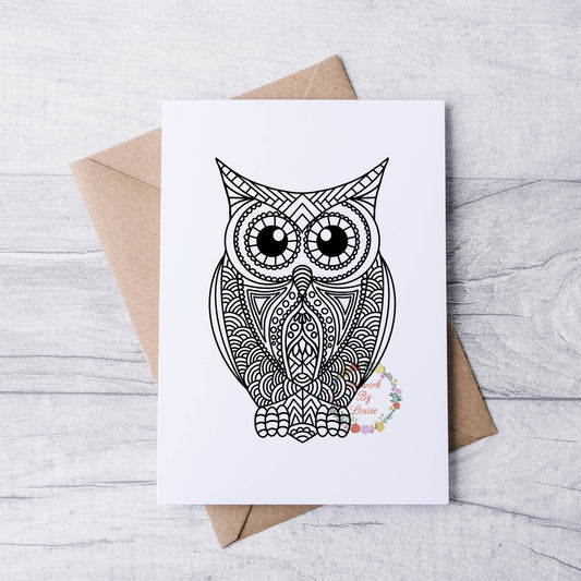 Owl Mandala Greetings Card