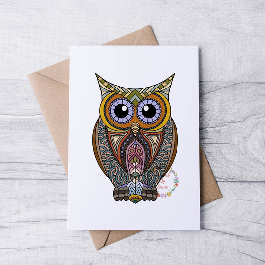 Owl Mandala Greetings Card