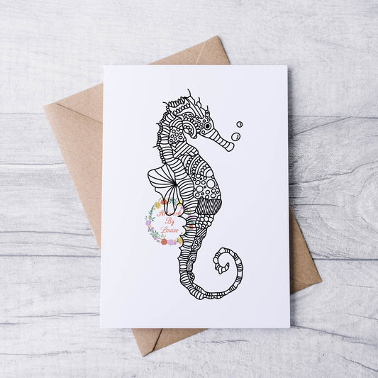 Sea Horse Mandala Greetings Card