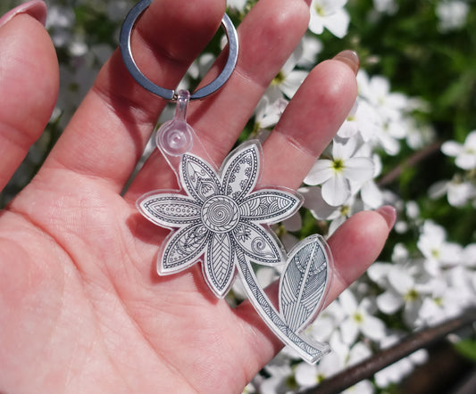 Flower Mandala Acrylic Keychain