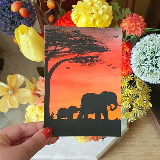 Elephant Safari Postcard