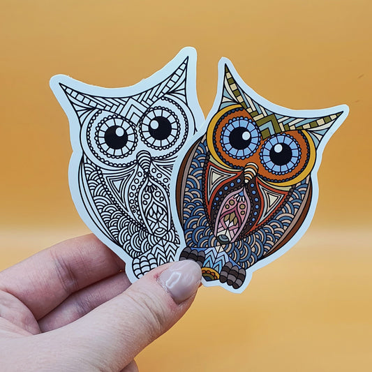 Owl Mandala Die Cut Sticker