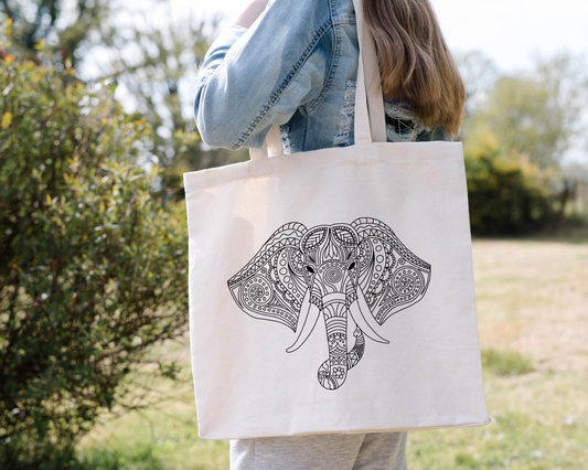 Elephant Mandala Tote Bag