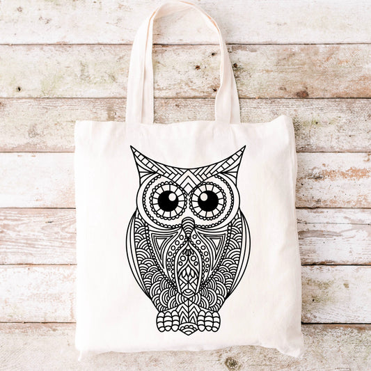 Owl Mandala Tote Bag