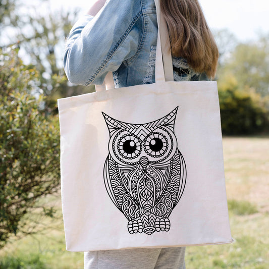 Owl Mandala Tote Bag
