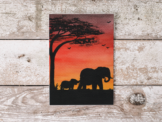 Elephant Safari Postcard