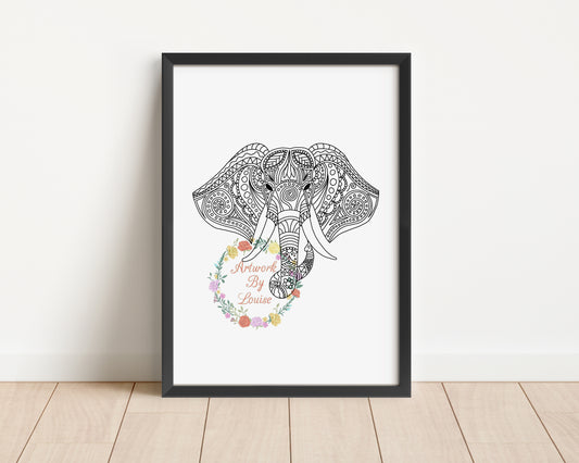 Elephant Mandala Art Print