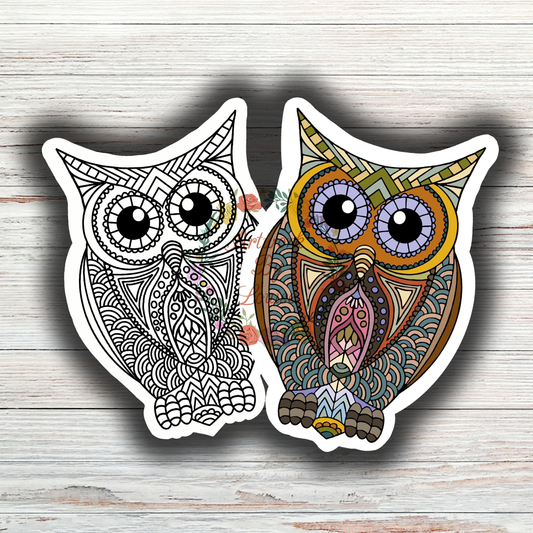Owl Mandala Die Cut Sticker