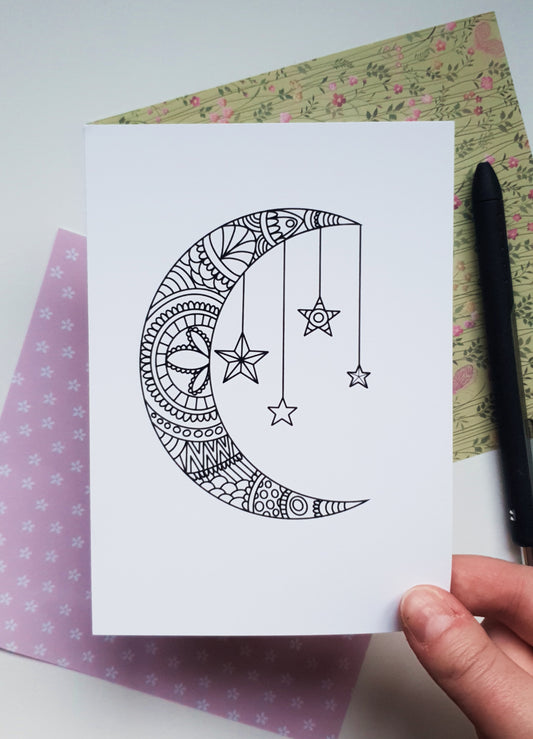 Moon and Stars Mandala Postcard