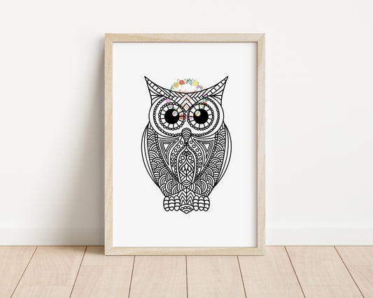 Owl Mandala Art Print
