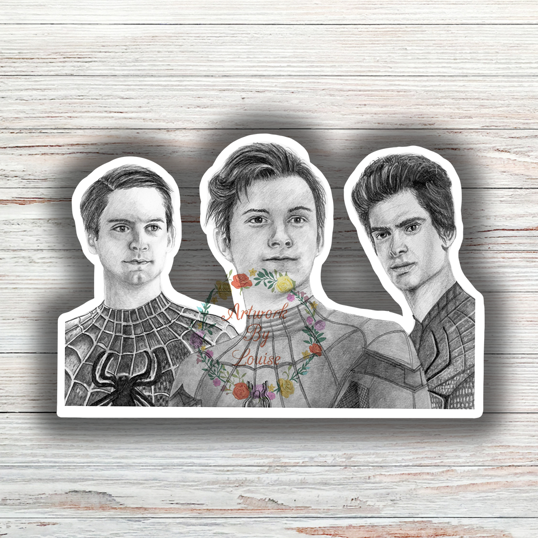 Tobey Maguire, Tom Holland & Andrew Garfield Trio Die Cut Sticker