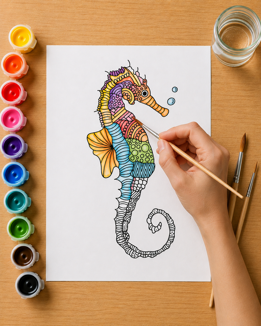 Seahorse Mandala - Gouache Painting Kit
