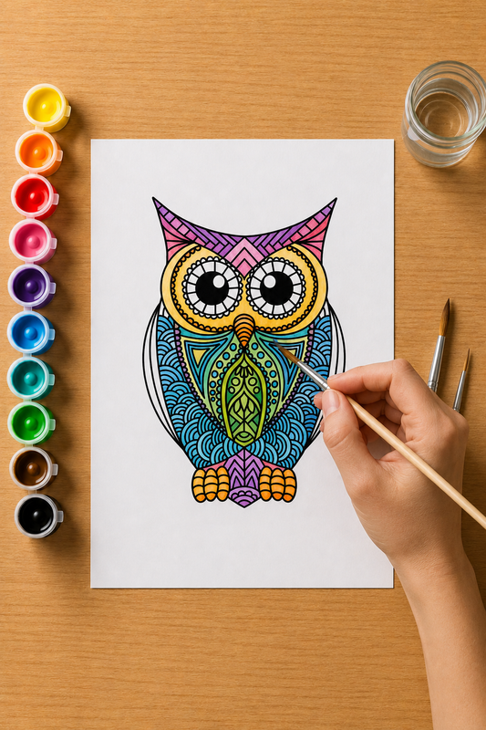 Owl Mandala - Gouache Painting Kit