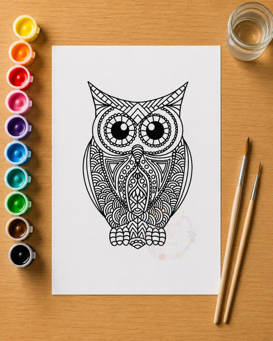 Owl Mandala - Gouache Painting Kit