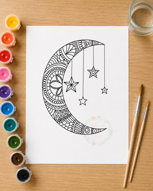 Moon and Stars Mandala - Gouache Painting kit