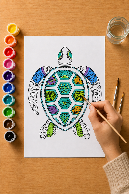 Sea Turtle Mandala - Gouache Painting Kit