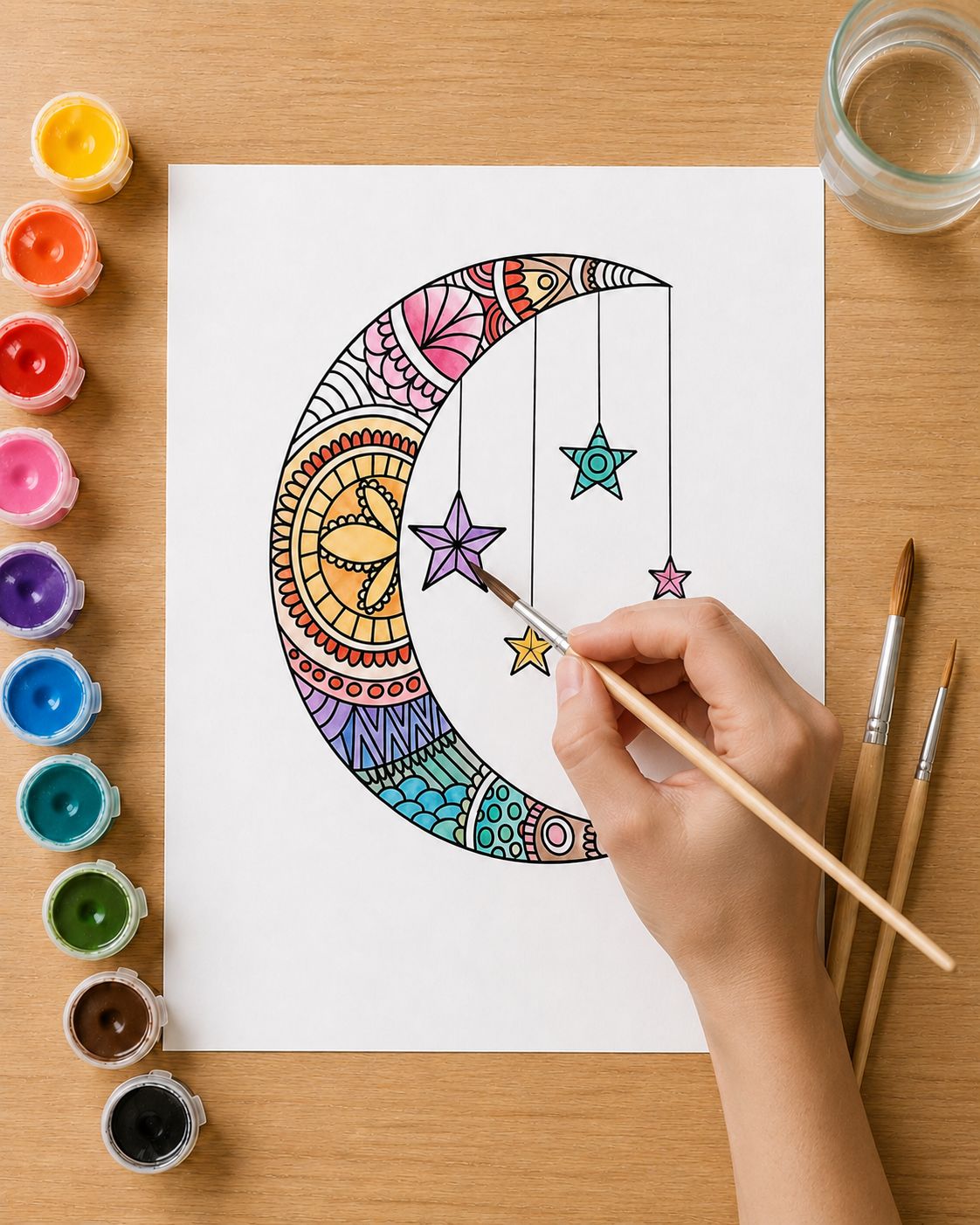 Moon and Stars Mandala - Gouache Painting kit