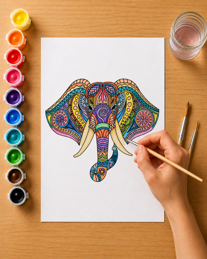 Elephant Mandala - Gouache Painting Kitt