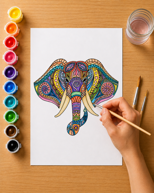 Elephant Mandala - Gouache Painting Kitt
