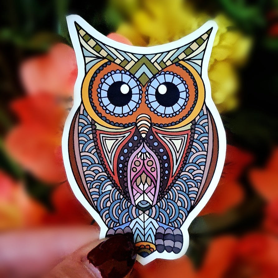 Owl Mandala Die Cut Sticker