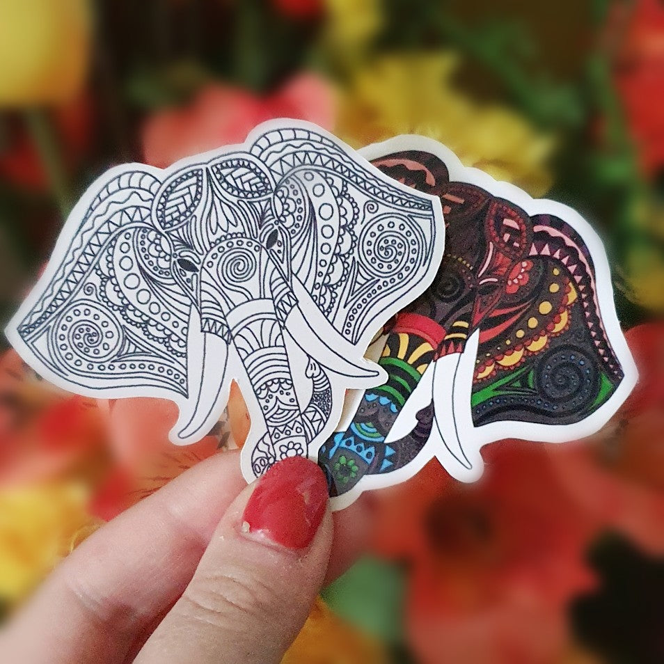 Elephant Mandala Die Cut Sticker