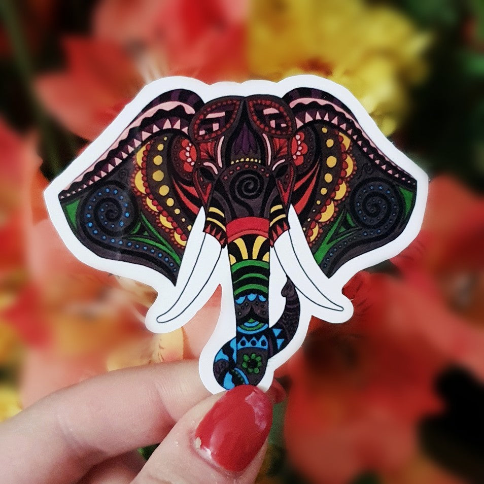 Elephant Mandala Die Cut Sticker