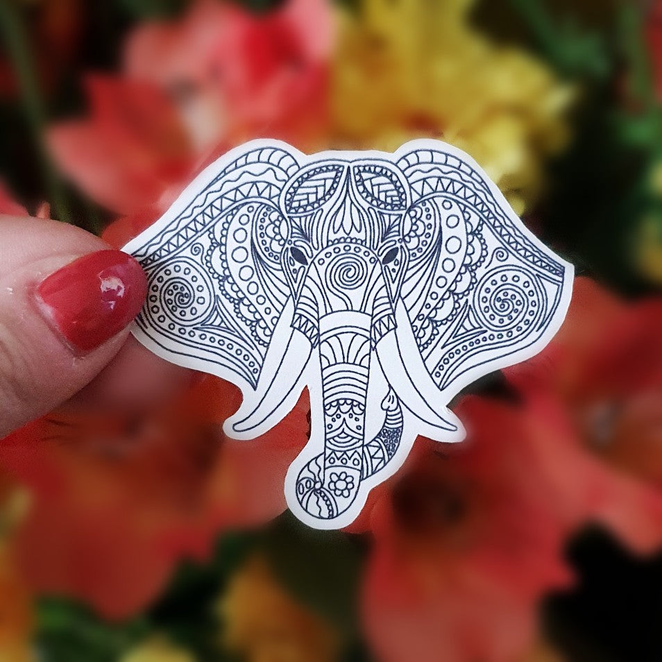 Elephant Mandala Die Cut Sticker