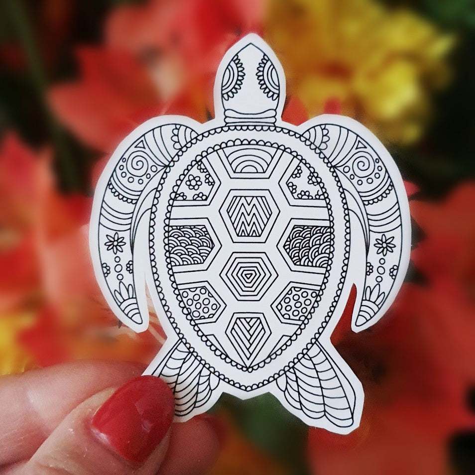 Sea Turtle Mandala Die Cut Sticker