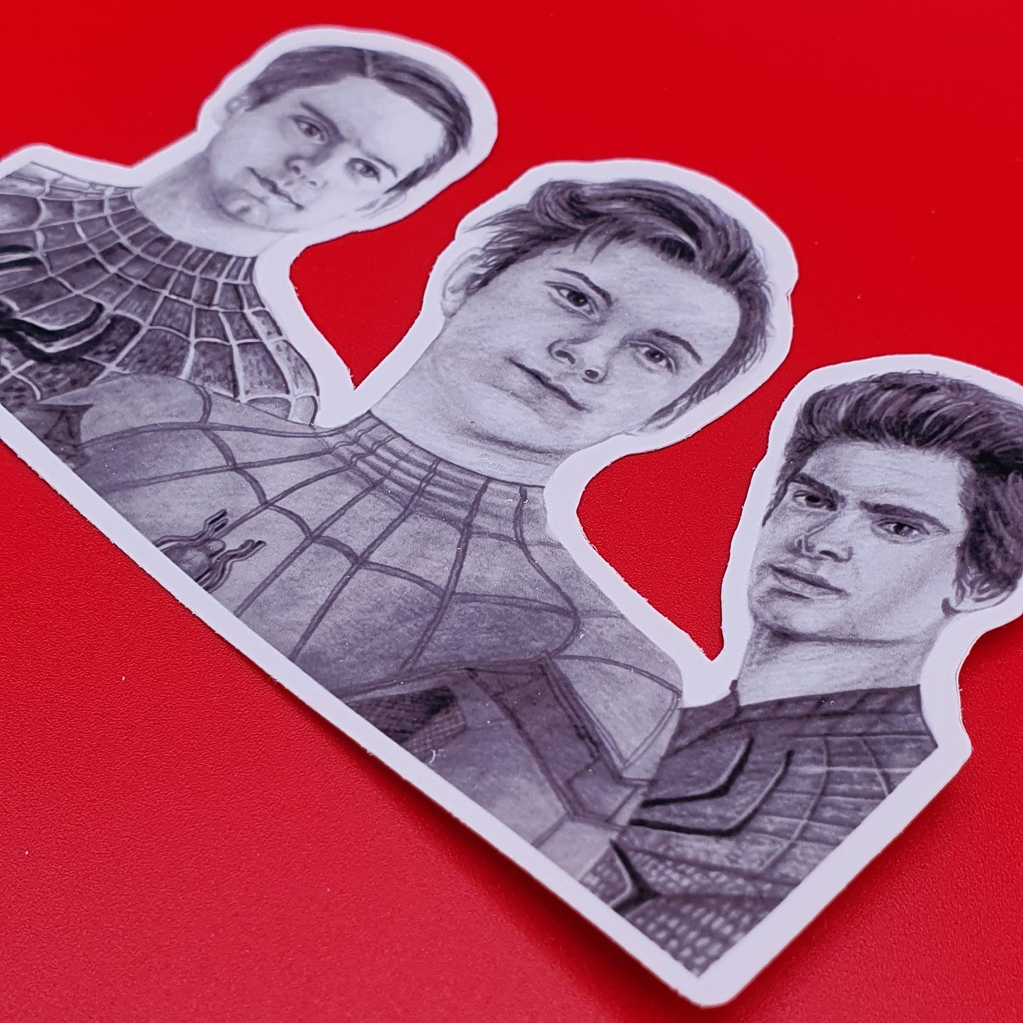 Tobey Maguire, Tom Holland & Andrew Garfield Trio Die Cut Sticker