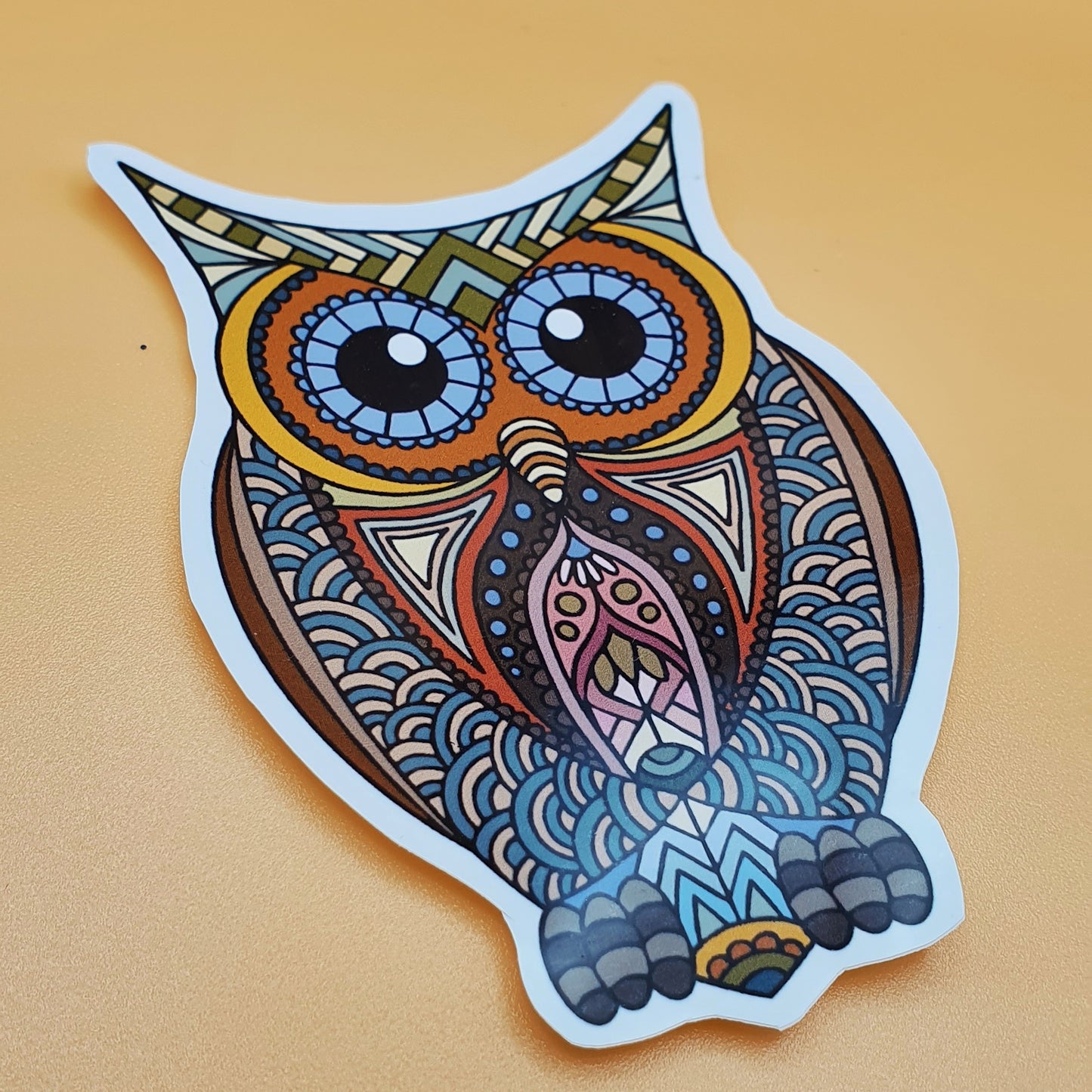 Owl Mandala Die Cut Sticker