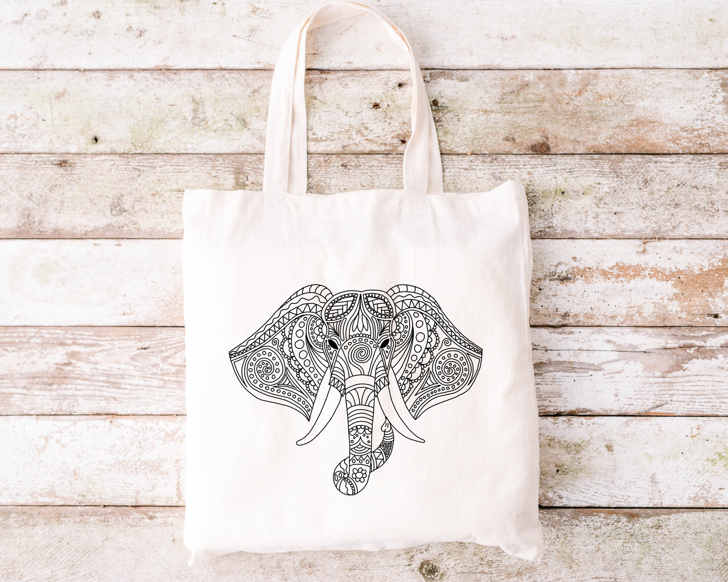 Elephant Mandala Tote Bag