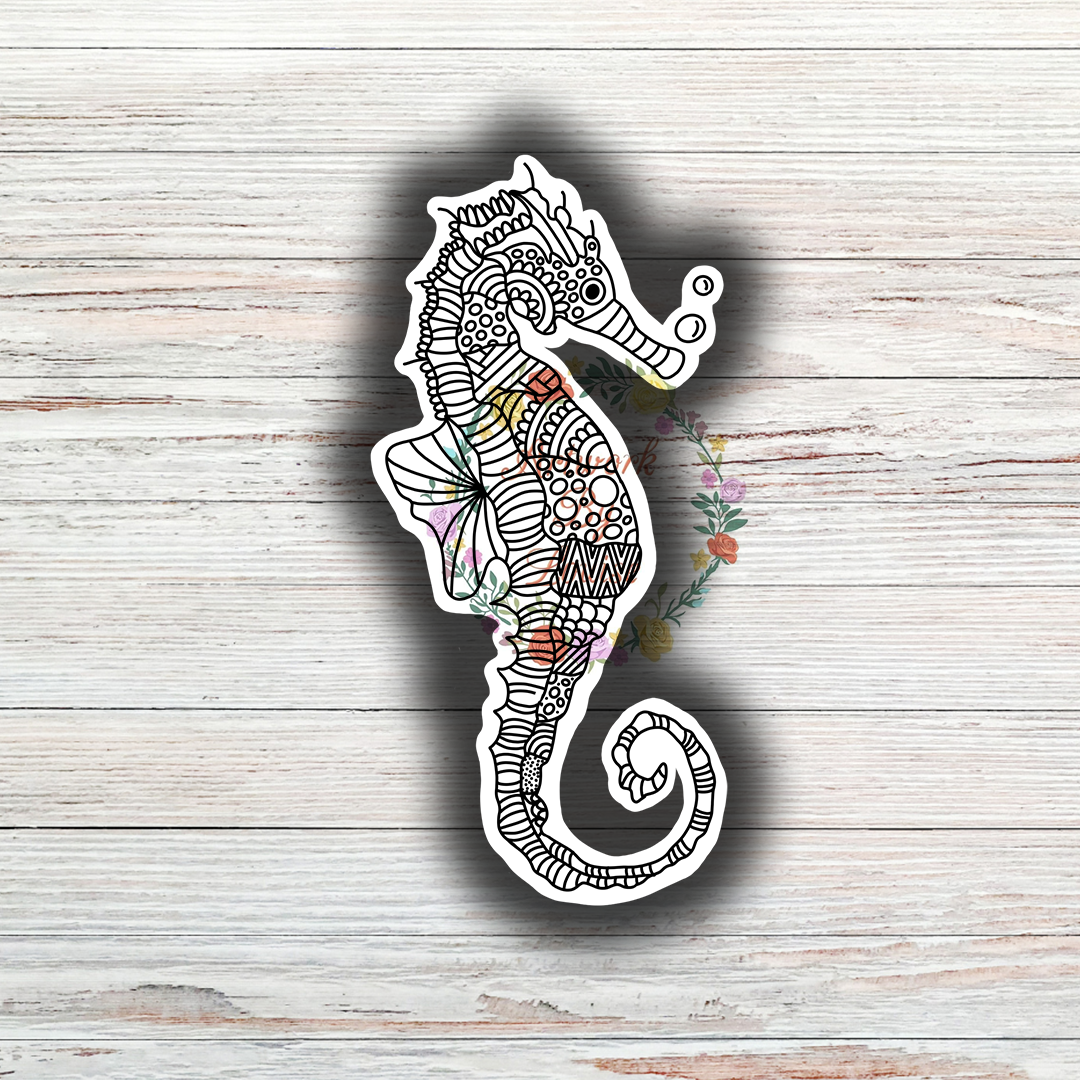 Sea Horse Mandala Die Cut Sticker