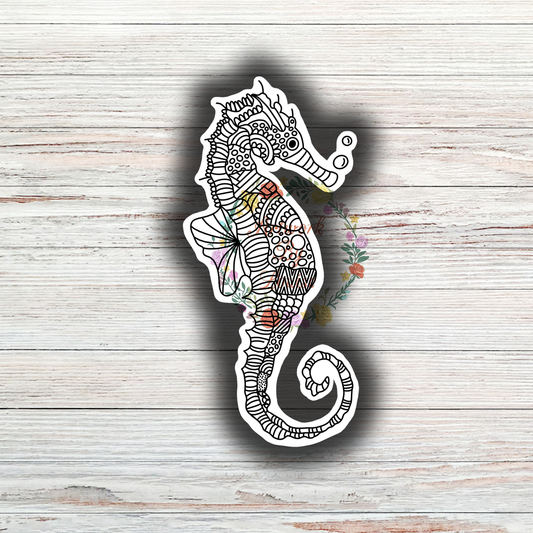 Sea Horse Mandala Die Cut Sticker