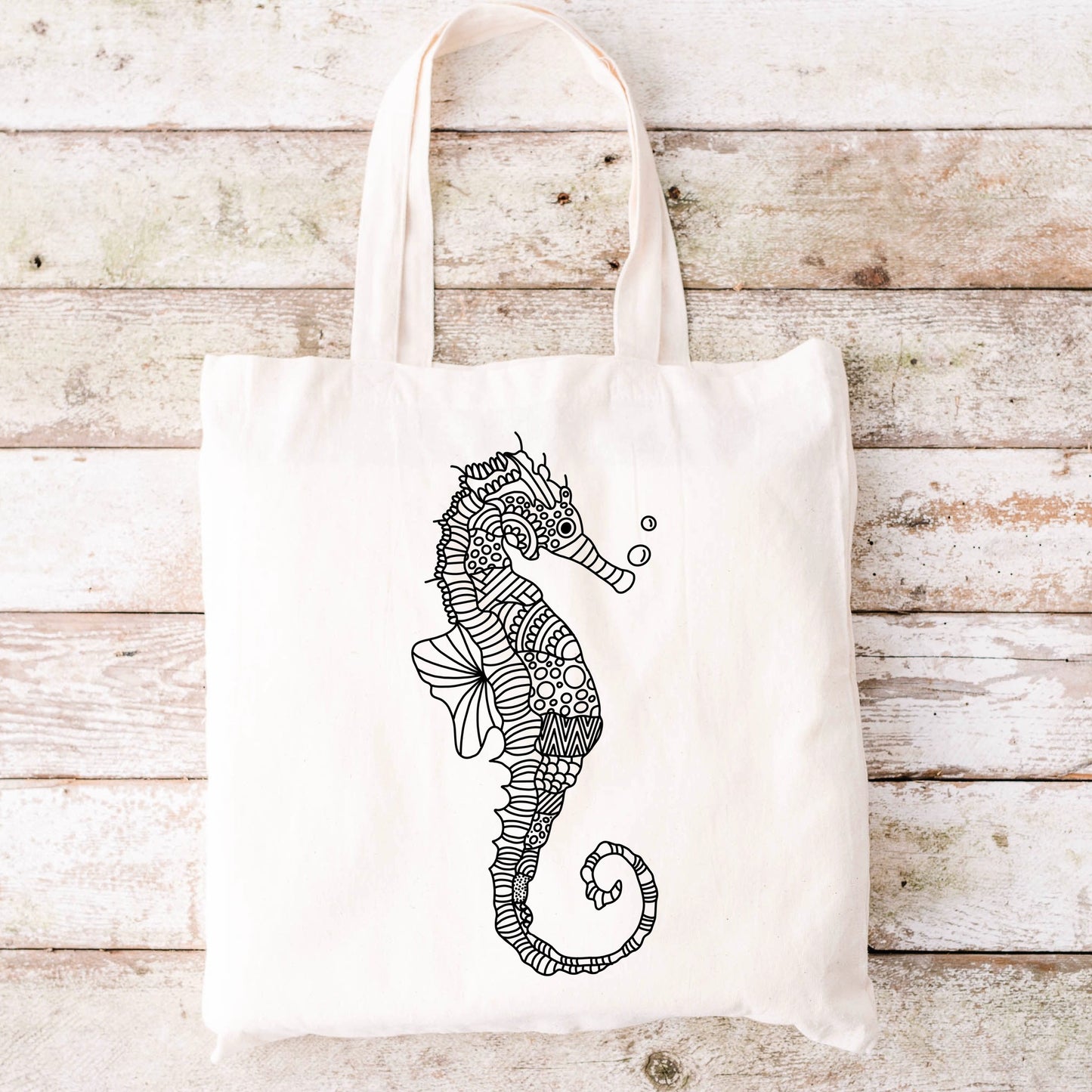 Sea Horse Mandala Tote Bag