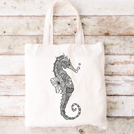 Sea Horse Mandala Tote Bag