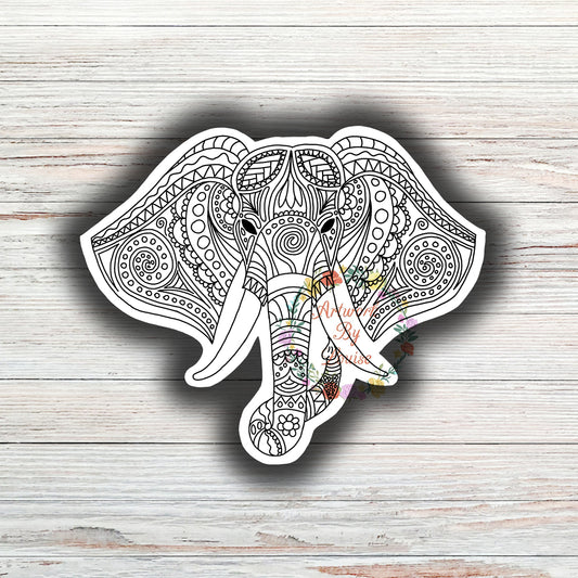 Elephant Mandala Die Cut Sticker