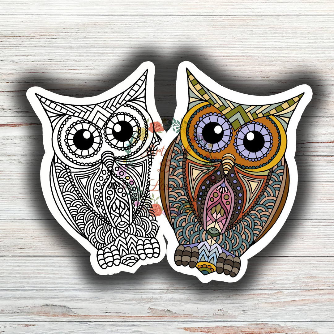 Owl Mandala Die Cut Sticker