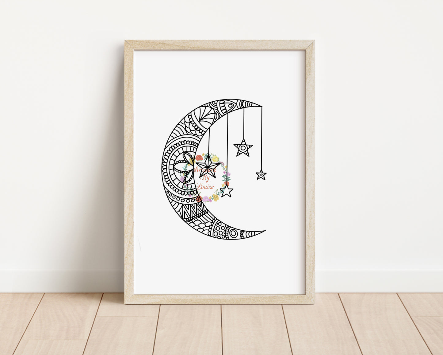 Moon and Stars Mandala Art Print